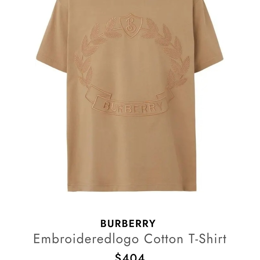 Burberry Beige Embroidered Cotton Tee